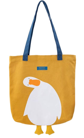 AWXZOM cute canvas tote with duck graphic for everyday errands.