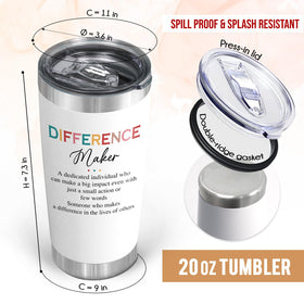 AXIARA teacher appreciation tumbler closeup with motivational message