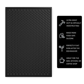 AXIESO half-inch silicone bar mat highlights durability and heat resistance.
