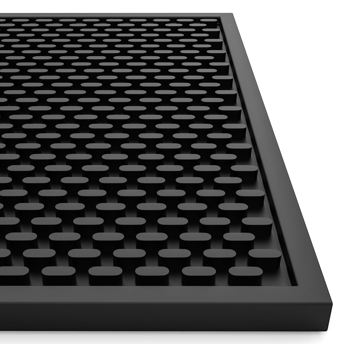 AXIESO silicone drip mat 18x12 inches placed under a coffee machine to catch spills.