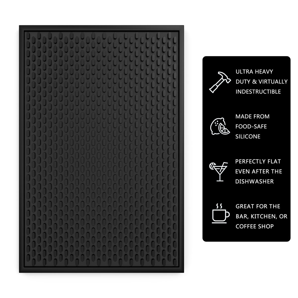 AXIESO spill-stop bar mat in a dishwasher-safe setup keeps counters clean.