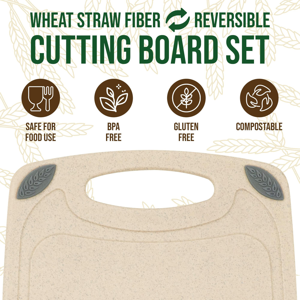 AXIOM CREATIONS wheat-straw board with anti-slip pads stays steady on counters.
