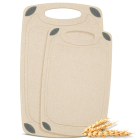 AXIOM CREATIONS wheat-straw large reversible cutting board for versatile meal prep.