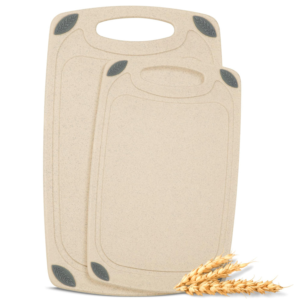 AXIOM CREATIONS wheat-straw large reversible cutting board for versatile meal prep.