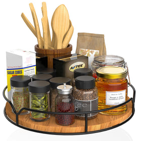 AXTEE Lazy Susan 9in top view shows easy access to spices and condiments