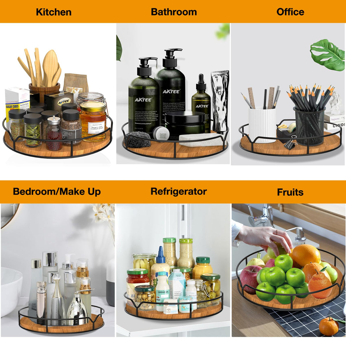 AXTEE Lazy Susan kitchen-counter-placement keeps frequently used items within reach