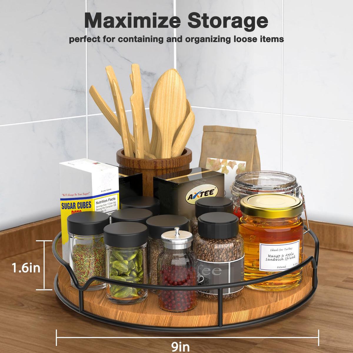 AXTEE Lazy Susan non-slip-feet-detail proves stable rotation on any surface