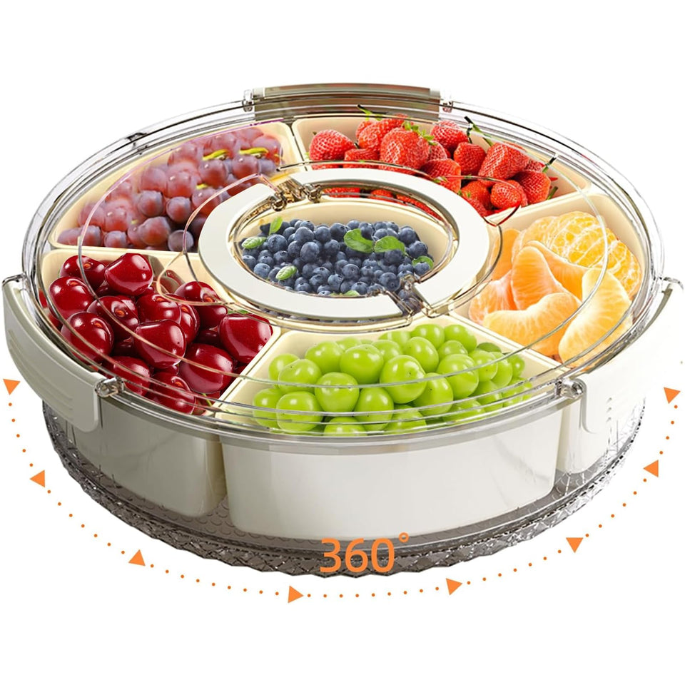AYauGamA divided snackle tray with lid for on-the-go hosting.