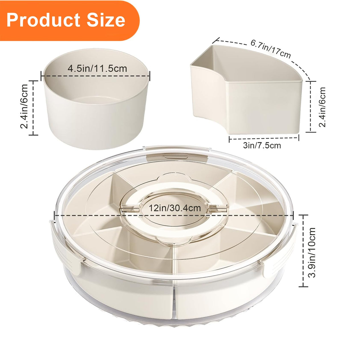 AYauGamA rotating tray with six compartments for organized snacking.