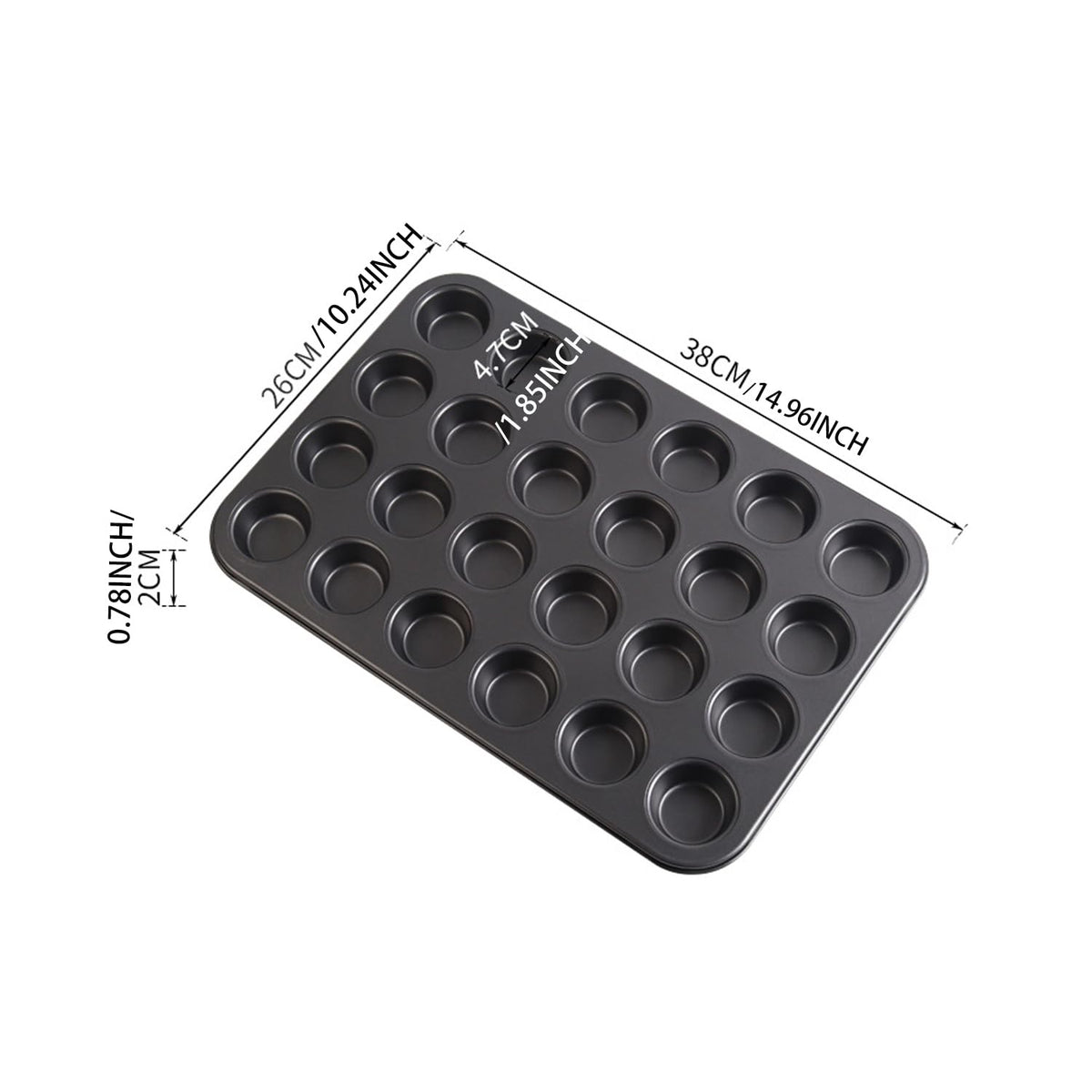 Aybloom 24-cup mini muffin pan side view showing compact design for small-batch baking.
