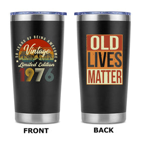 AYERMOYO 1976 tumbler side design highlights bold typography for gift worthy style.