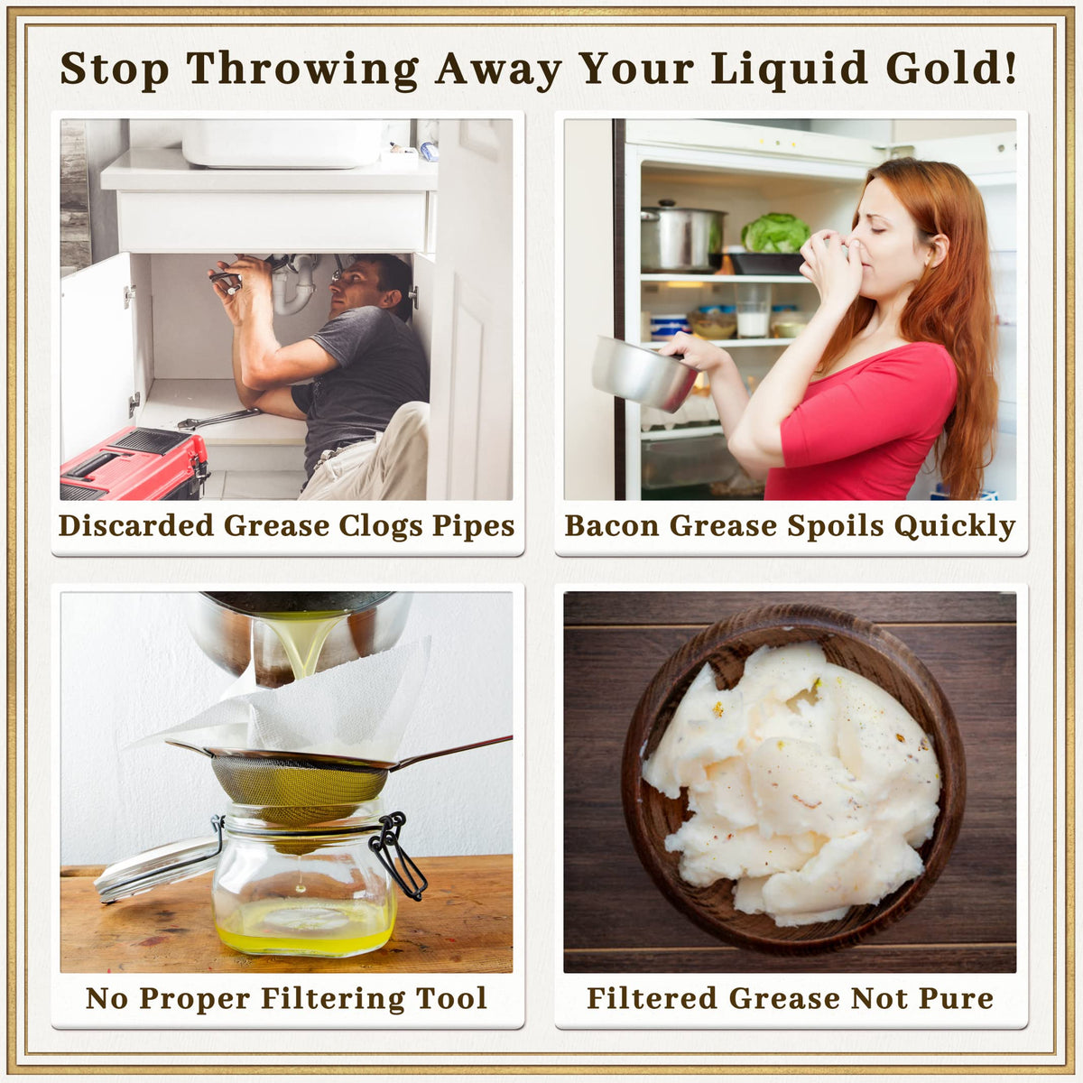 Ayerphalo 46oz enamel grease keeper provides easy countertop storage and quick access.