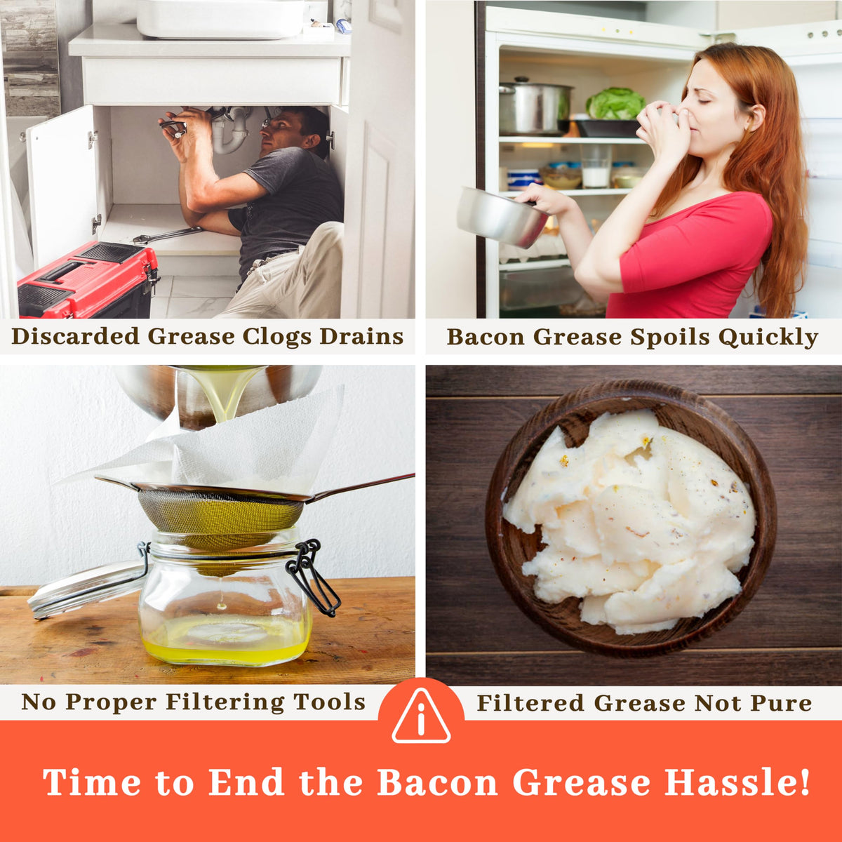 Ayerphalo enamel bacon fat keeper with lid offers stain-resistant, long-lasting countertop storage.