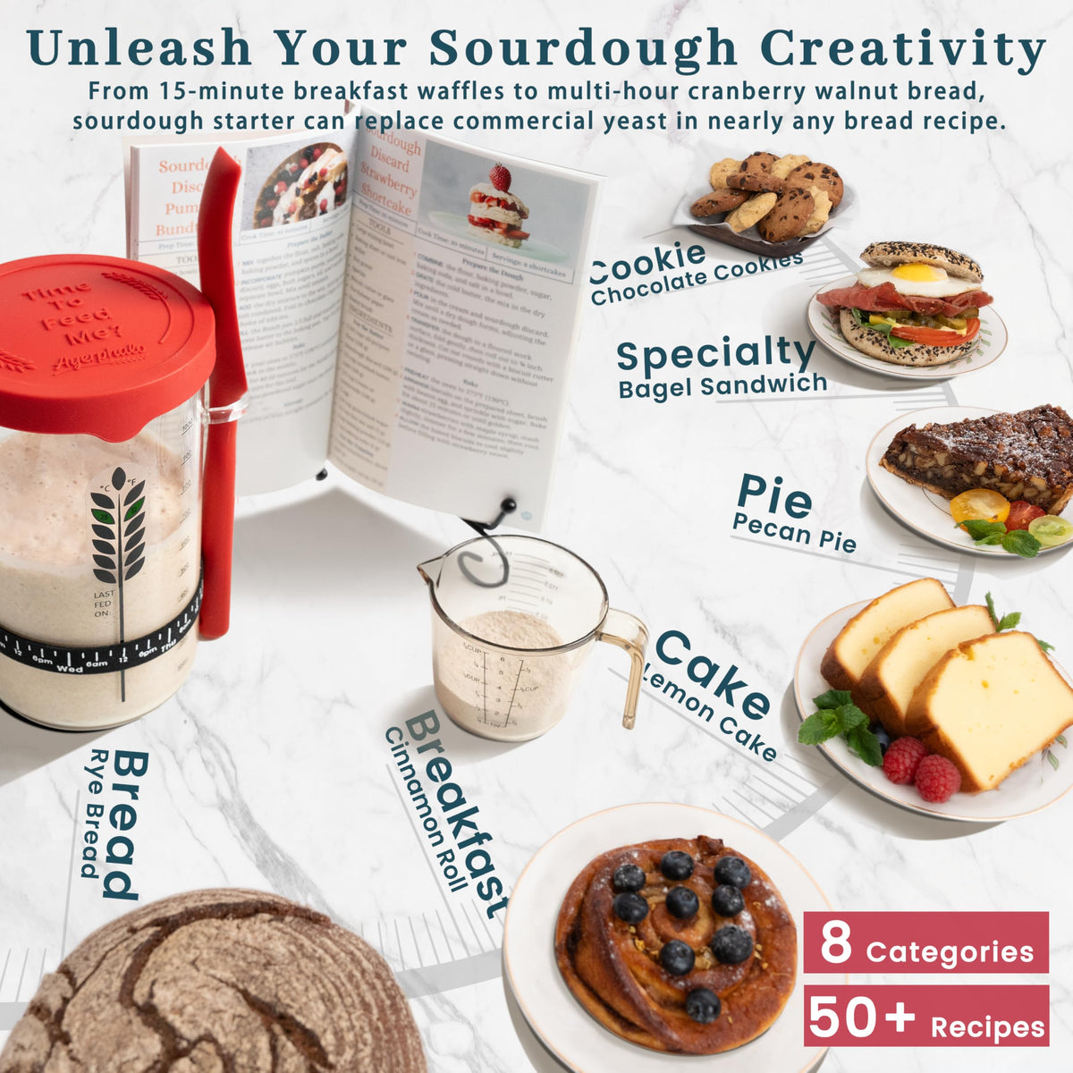 Ayerphalo Sourdough Kit cookbook with step-by-step recipes for confident baking