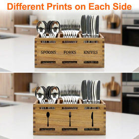 Ayiaren large-capacity silverware caddy with three slots keeps spoons, forks, and knives organized.