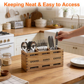 Ayiaren multifunctional silverware caddy ideal for kitchen, camping, or cosmetics storage.