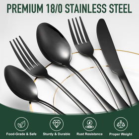 Ayiaren black stainless steel spoons with ergonomic grip