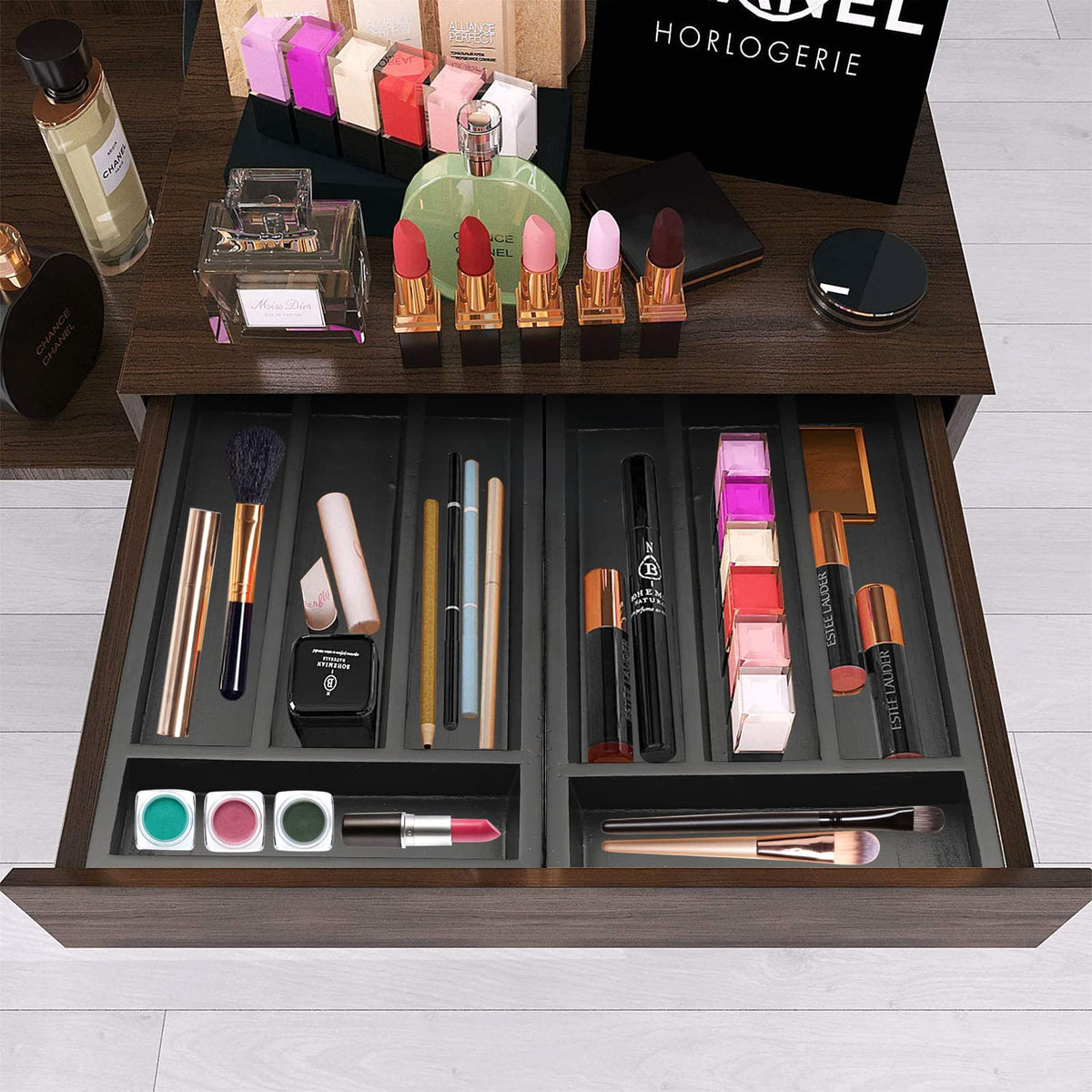 Ayiaren wood cutlery tray fits compact drawers and doubles as a desk or craft organizer.