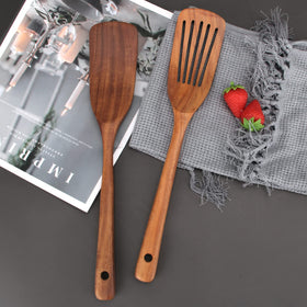 Ayiaren ergonomic handle wood spatula offering comfortable grip.