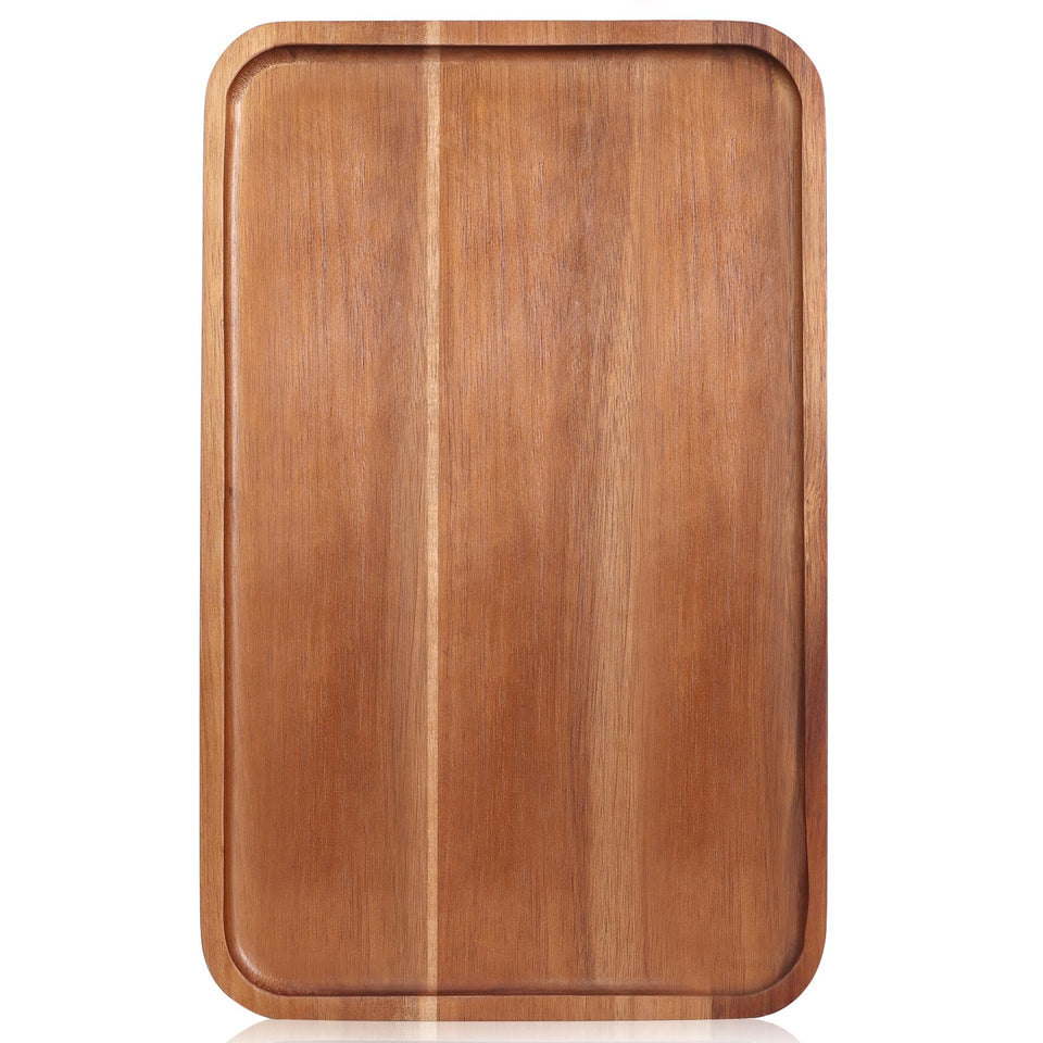 Ayiaren large acacia wood serving tray with a rectangular shape for elegant presentations.