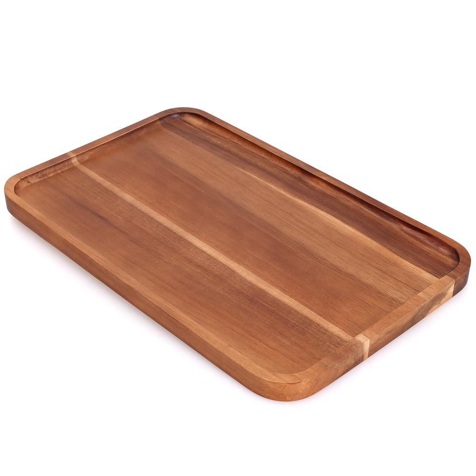 Ayiaren large acacia serving tray with wood grain for stylish entertaining.