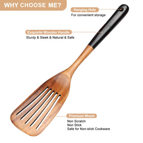 Ayiaren scratch-free teak spatula protects non-stick cookware.
