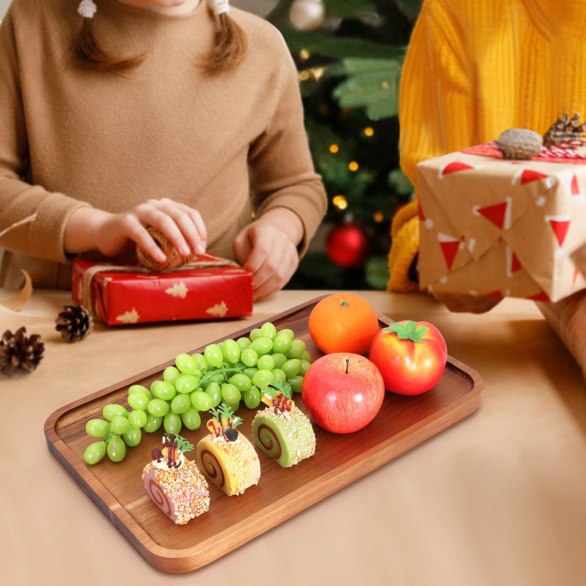 Ayiaren serving tray with a smooth surface for easy cleanup and dining.