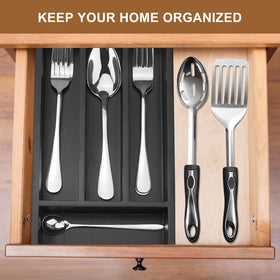 Ayiaren silverware organizer in narrow form keeps utensils tidy and accessible.