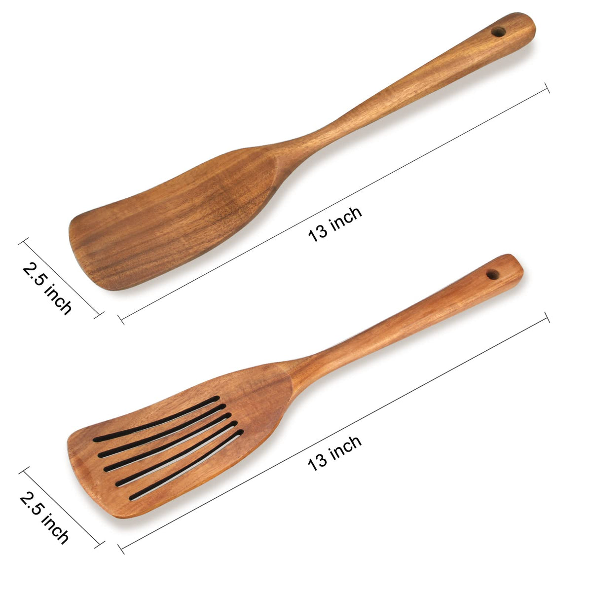 Ayiaren slotted spatula in acacia wood for draining liquids.