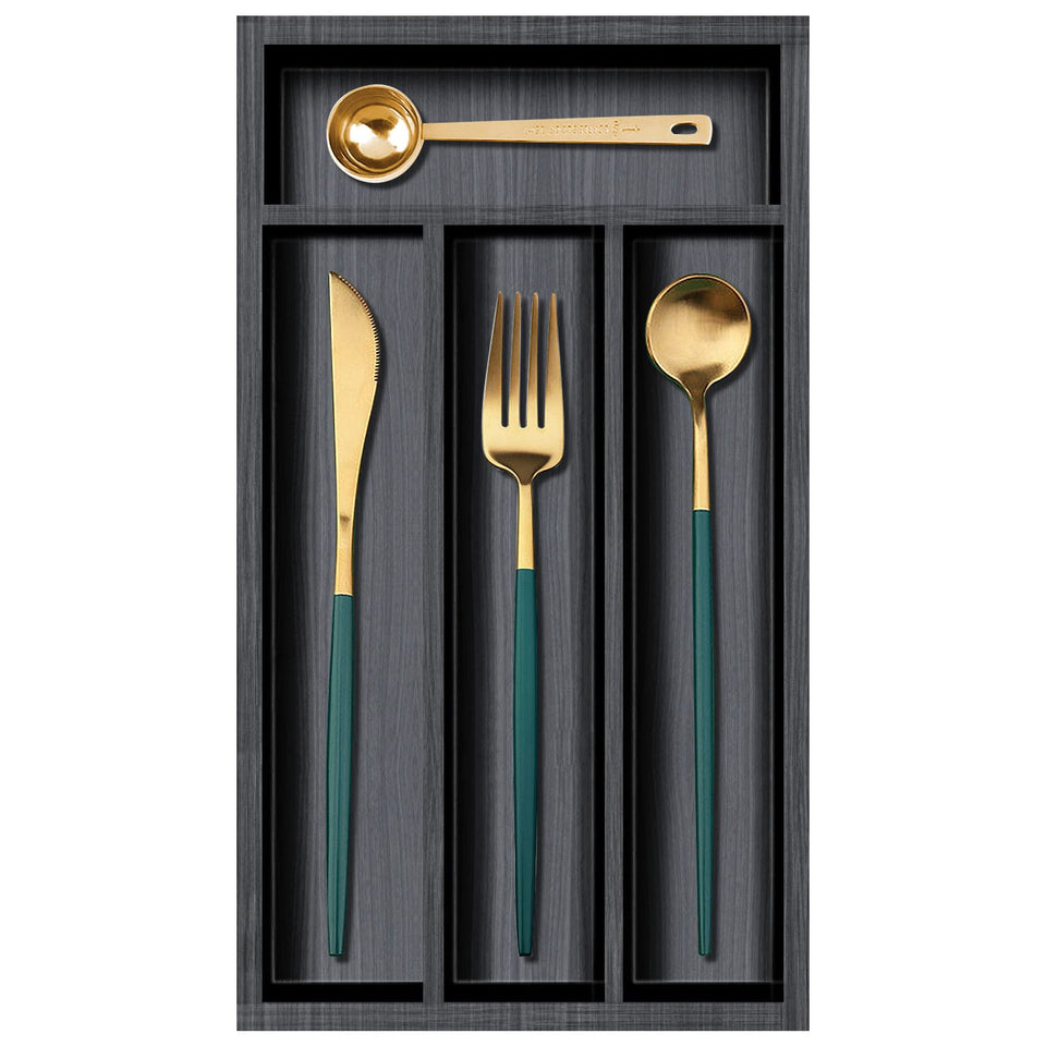Ayiaren small cutlery tray in a wooden drawer front for space-saving storage.