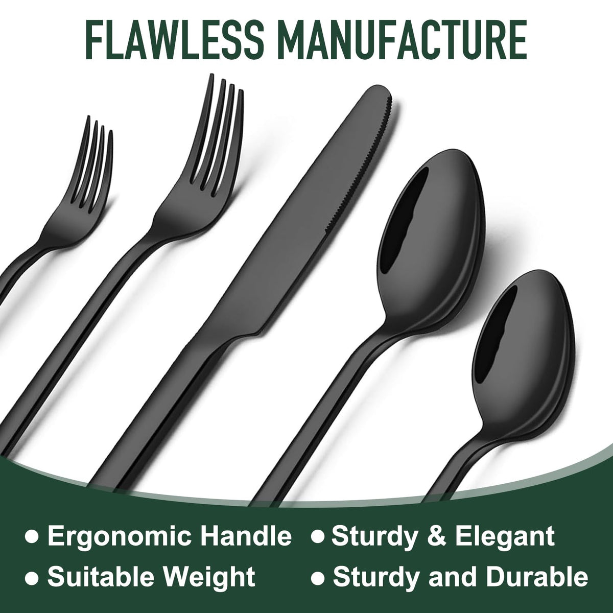 Ayiaren table-ready black silverware setup on a dining table