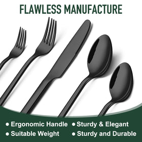 Ayiaren table-ready black silverware setup on a dining table
