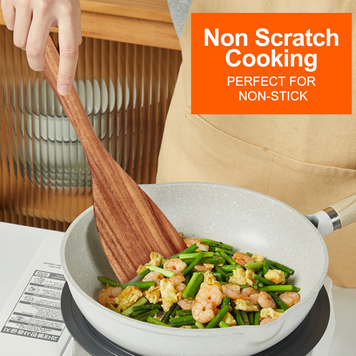 Ayiaren teak scraper spatula ideal for deglazing without scratches