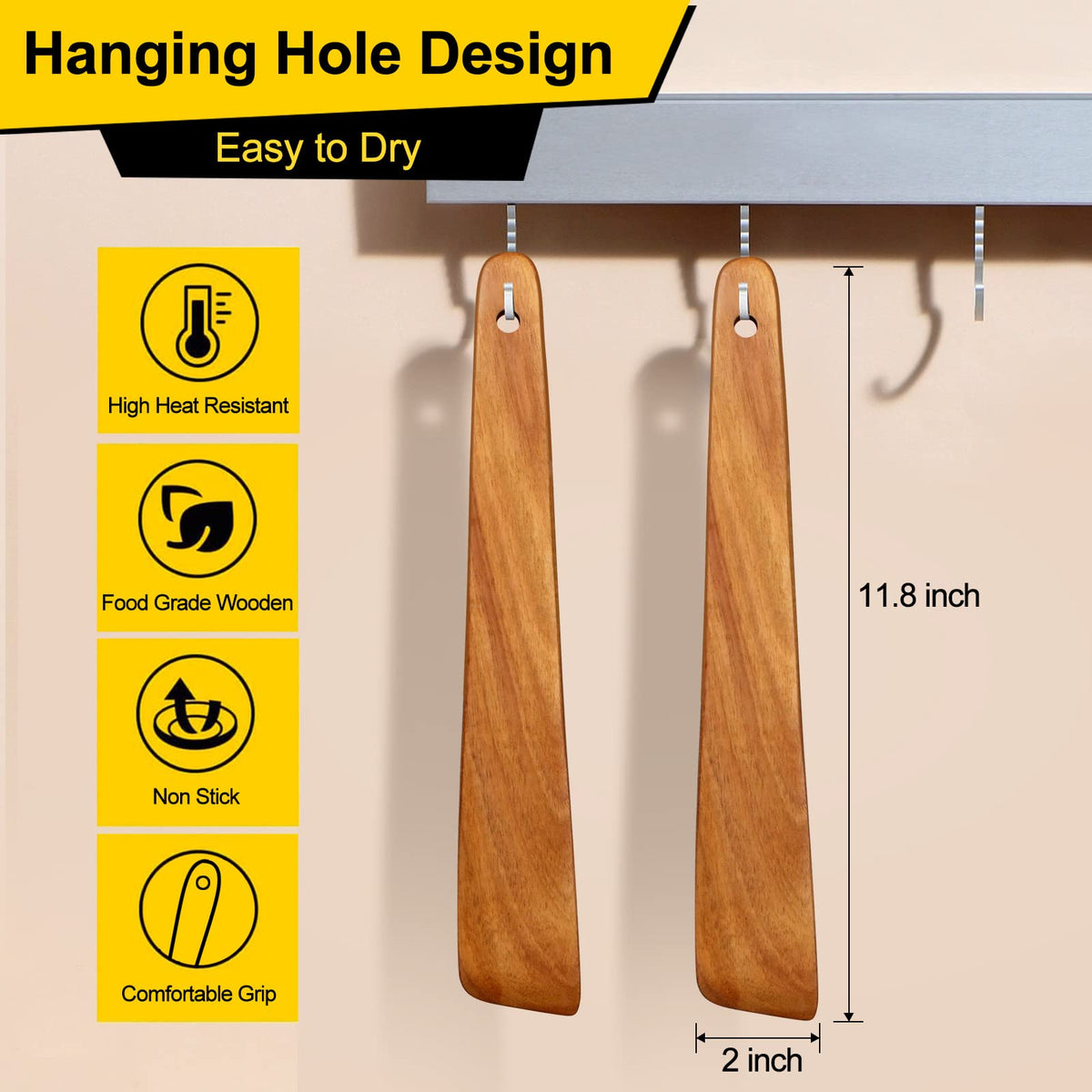 Ayiaren teak-spatula-scraper-wooden versatile for stirring and scooping