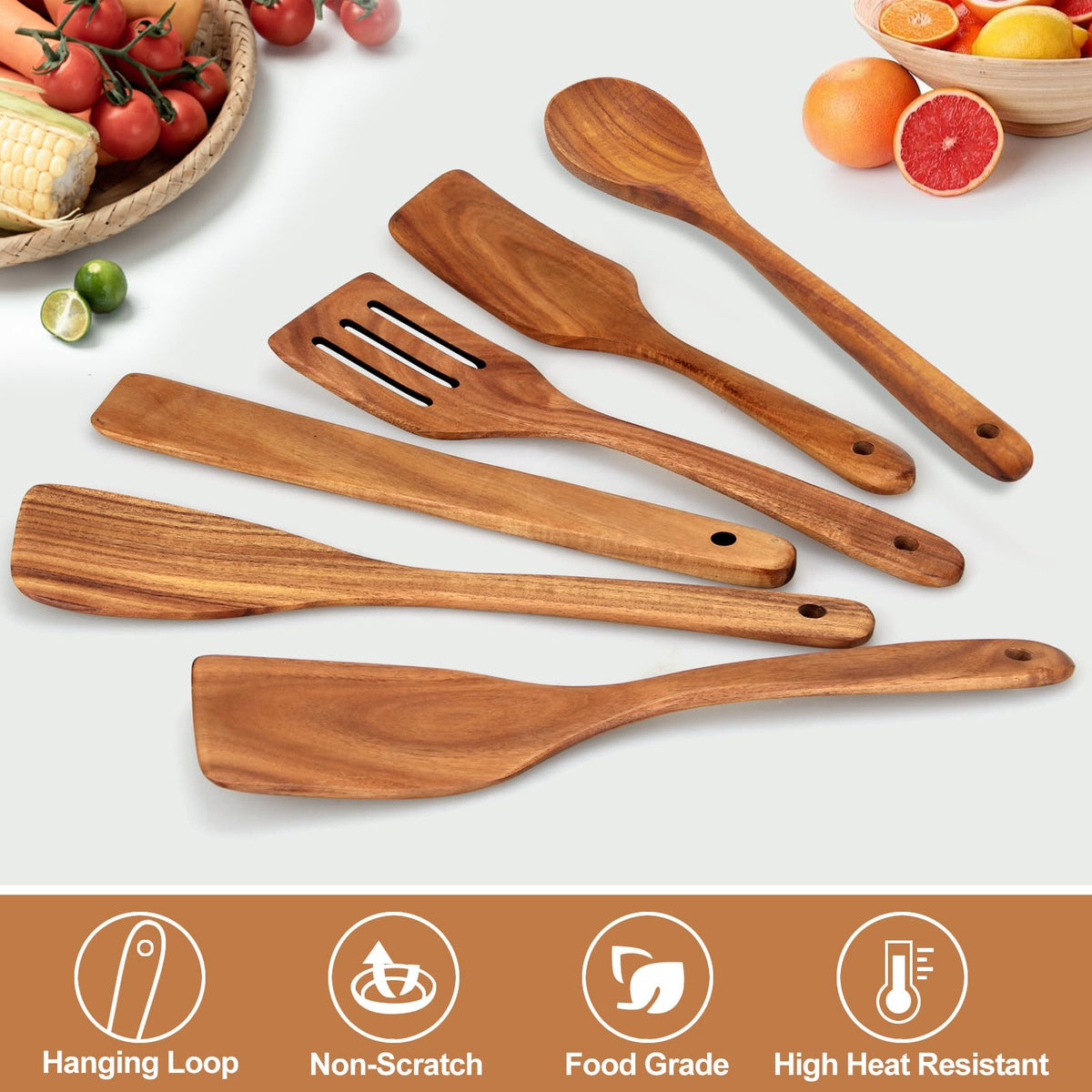 Ayiaren teak turner spatula ready for precise stirring and lifting foods evenly