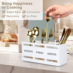 Ayiaren three-compartment-utensil-organizer clearly designates each utensil type.