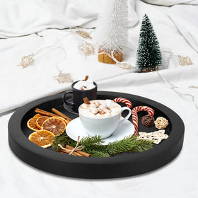 Ayiaren vanity makeup tray organizing cosmetics with a natural wood finish.