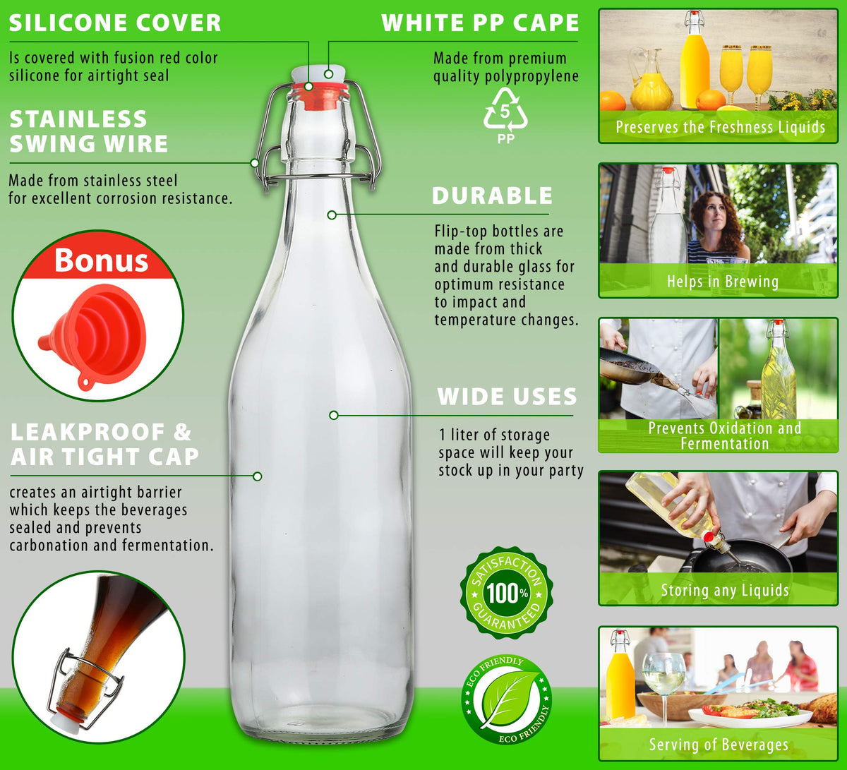 Clear AYL 1L bottle ready for beverages with airtight cap.