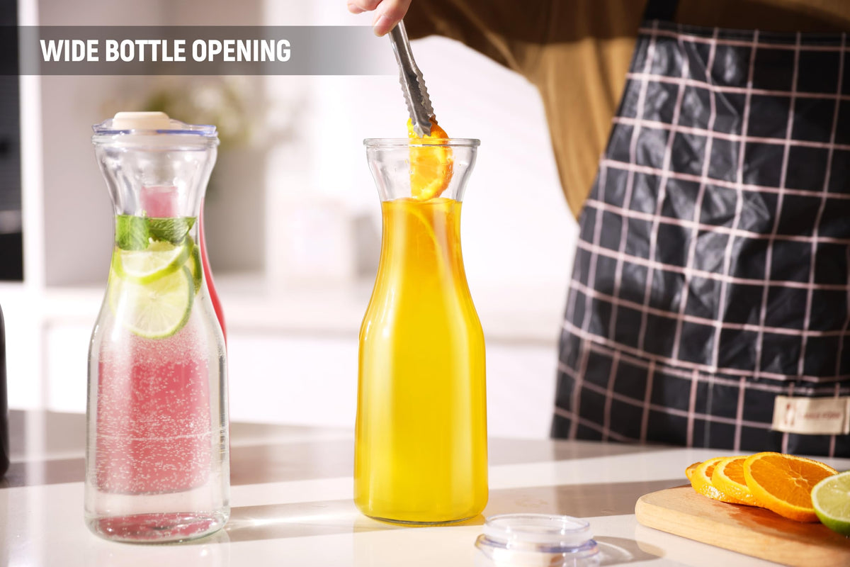 AYL easy-pour spout glass pitcher simplifies serving at gatherings.