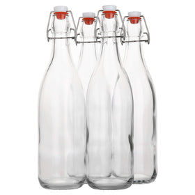 AYL flip-top bottle clear-1l: durable glass for beverages.