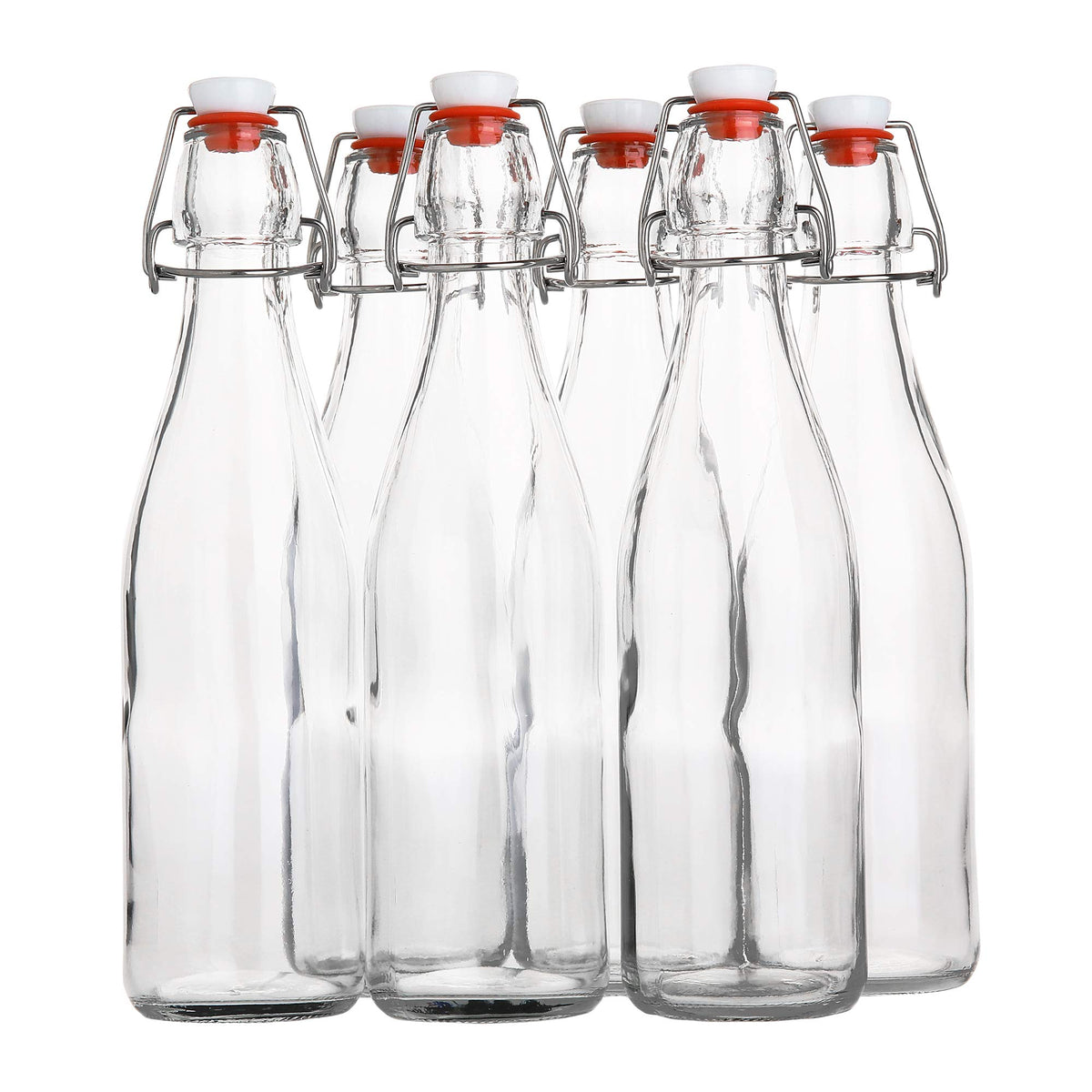 AYL flip-top glass bottle 16oz front view for versatile beverage storage.