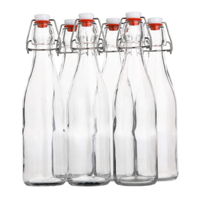 AYL flip-top glass bottle 16oz front view for versatile beverage storage.