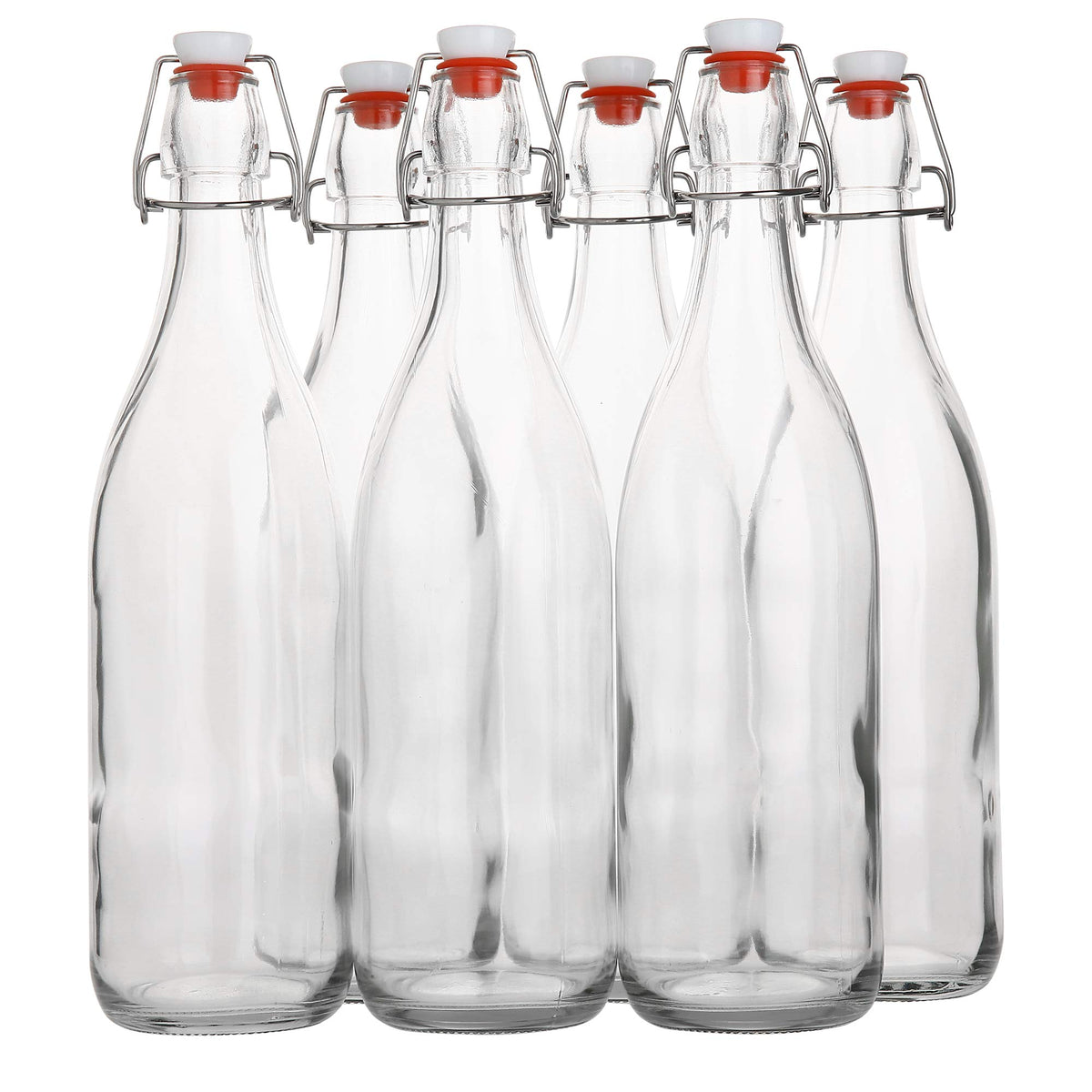 AYL flip-top glass bottle 1L with airtight cap for fresh beverages.
