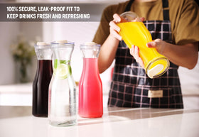 AYL fridge-ready carafes with lids save space in the fridge.