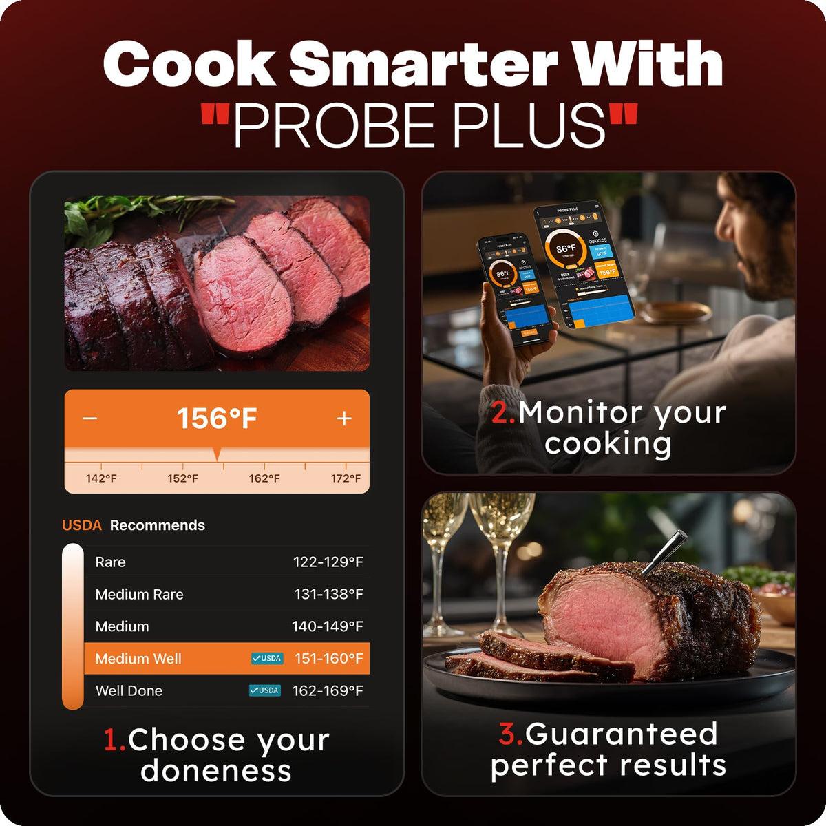 AYMDKI food-grade ultra-thin probe preserves juices during high-heat cooking.