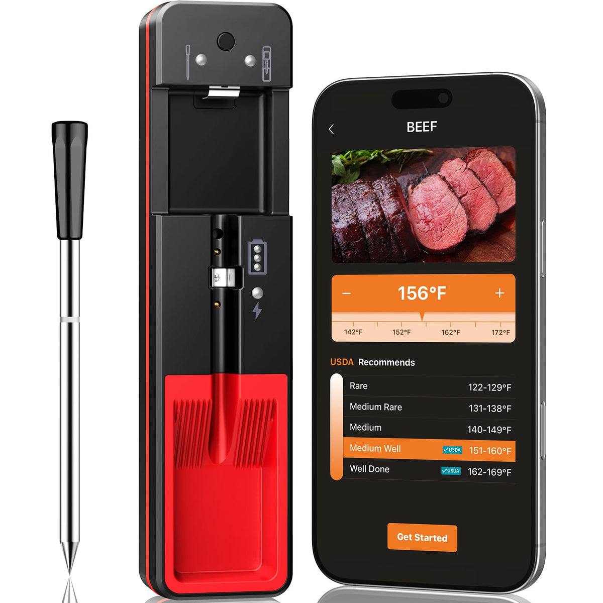 AYMDKI smart thermometer with 6-sensor array for precise cooking.
