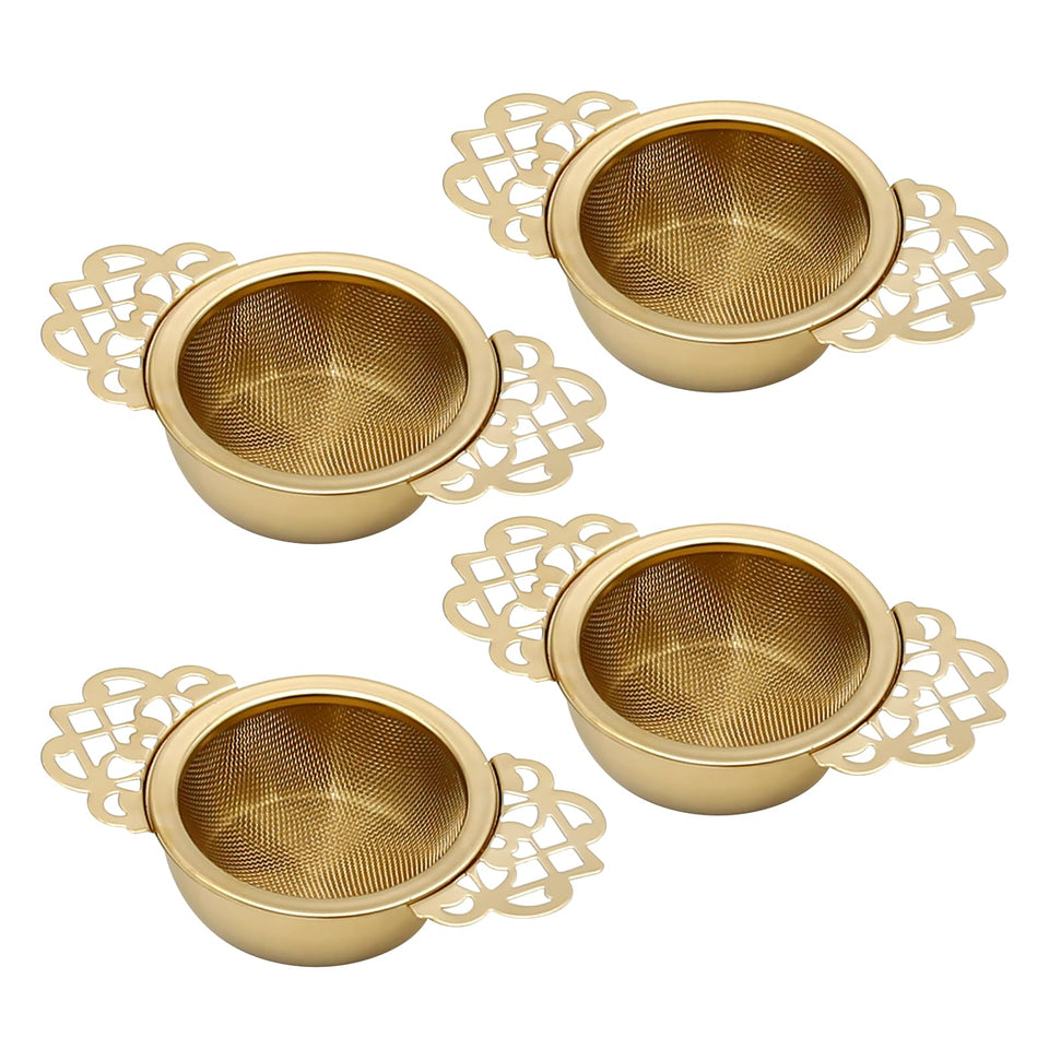 Aynaxcol tea drain strainer with petal handles for safe, comfortable pouring.