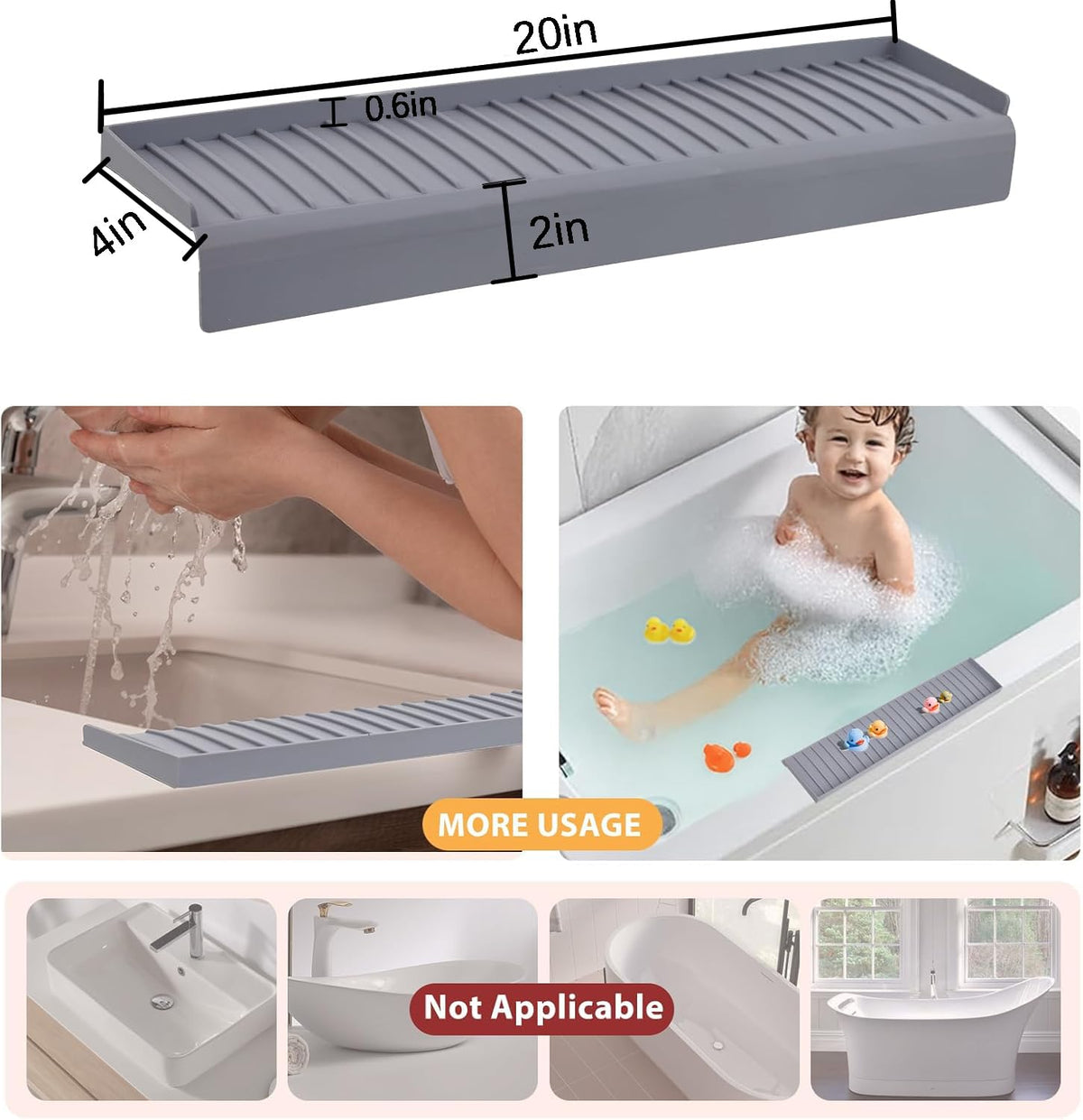 AyNirser 20-inch edge protector seals the counter edge and directs water back to the sink