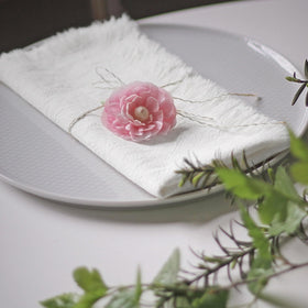 Ayuzawa fringe napkin detail highlighting handcrafted fringe edges