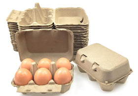 Azatemgo pulp fiber egg carton with lid closed, protects eggs during transport